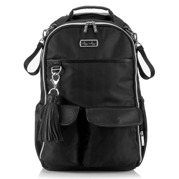 Itzy Ritzy® Boss Diaper Bag Backpack Black Herringbone FREE Latte Teether - ILoveThatGift