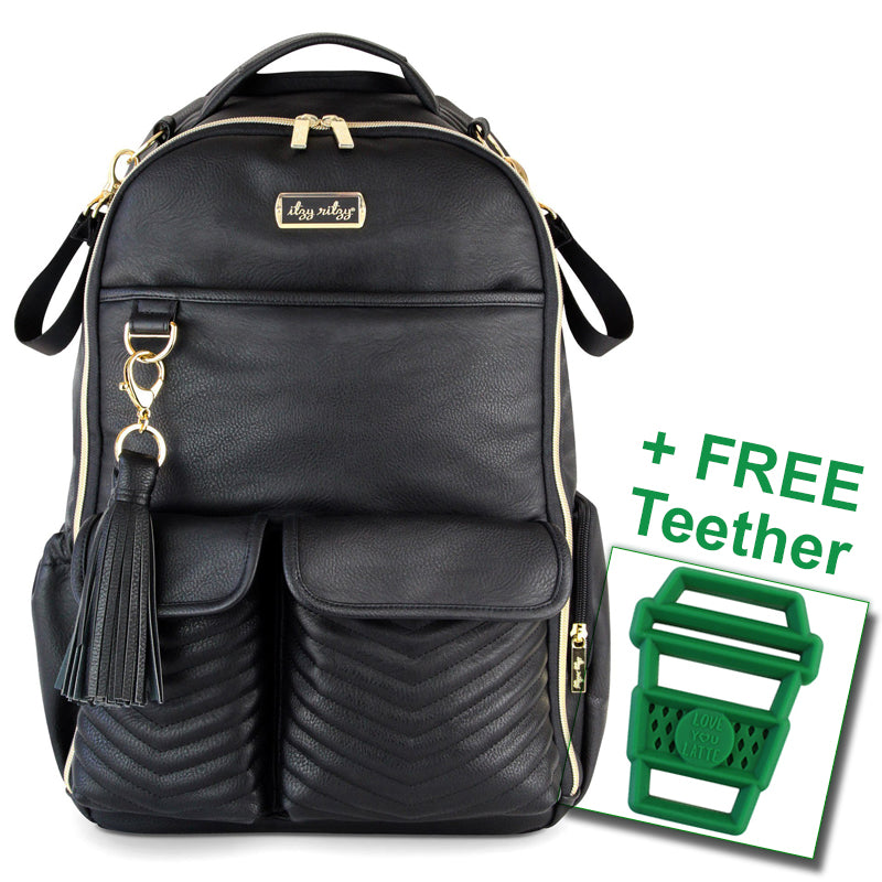Itzy Ritzy® Boss Diaper Bag Backpack Jetsetter FREE Latte Teether - ILoveThatGift