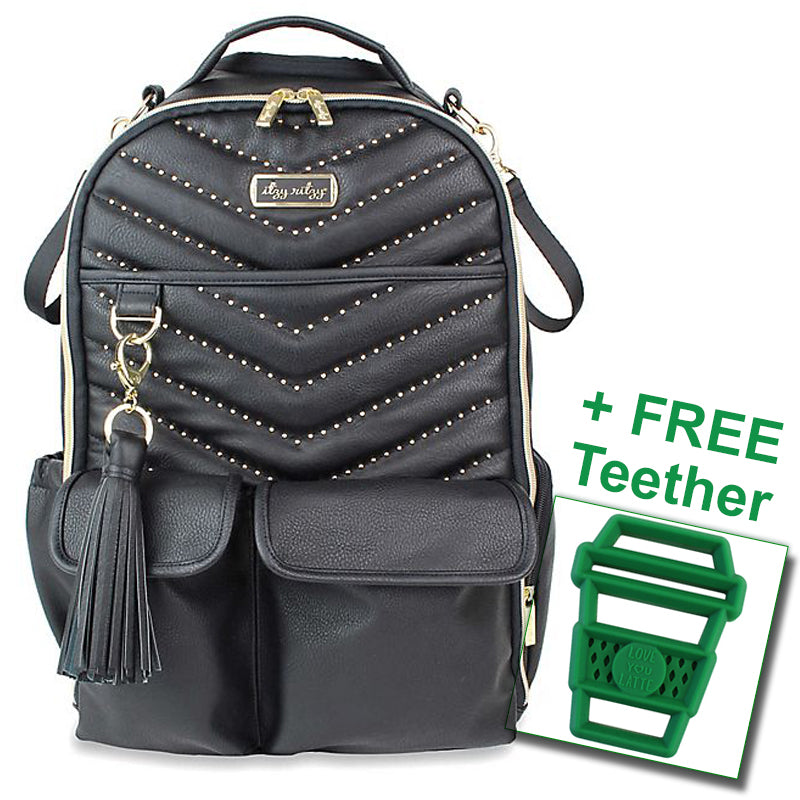Itzy Ritzy® Boss Diaper Bag Backpack Rock & Roll FREE Latte Teether - ILoveThatGift