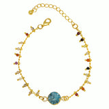 Crystal Druzy Semi-Precious Stone Bead Bracelet Gold Plated Chaint Trades Haim Shahar