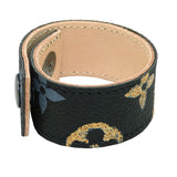 Repurposed Handpainted Black Gold Louis Vuitton Monogram Leather Cuff Bracelet Suzy T Designs - ILoveThatGift