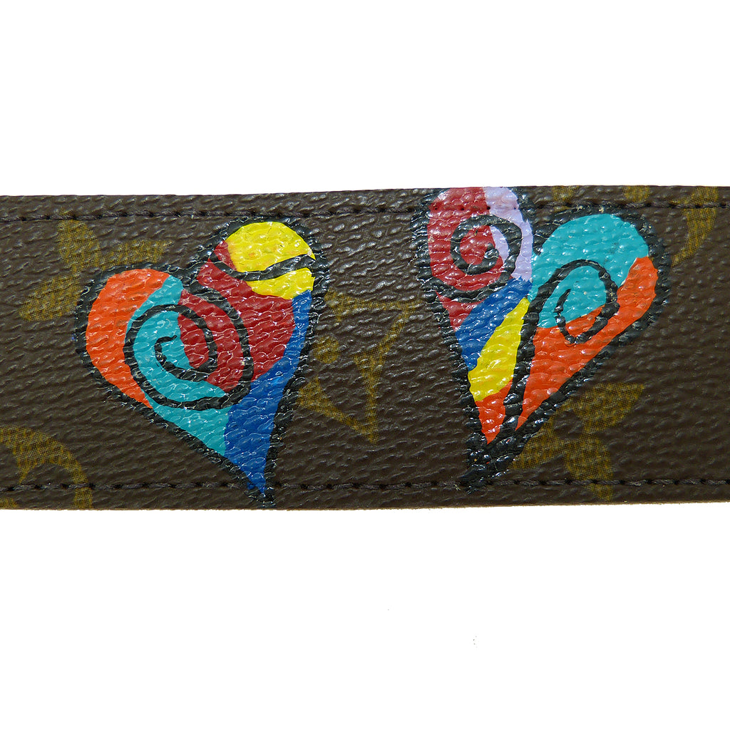 Repurposed Handpainted Heart Louis Vuitton Monogram Leather Cuff Bracelet Suzy T Designs - ILoveThatGift