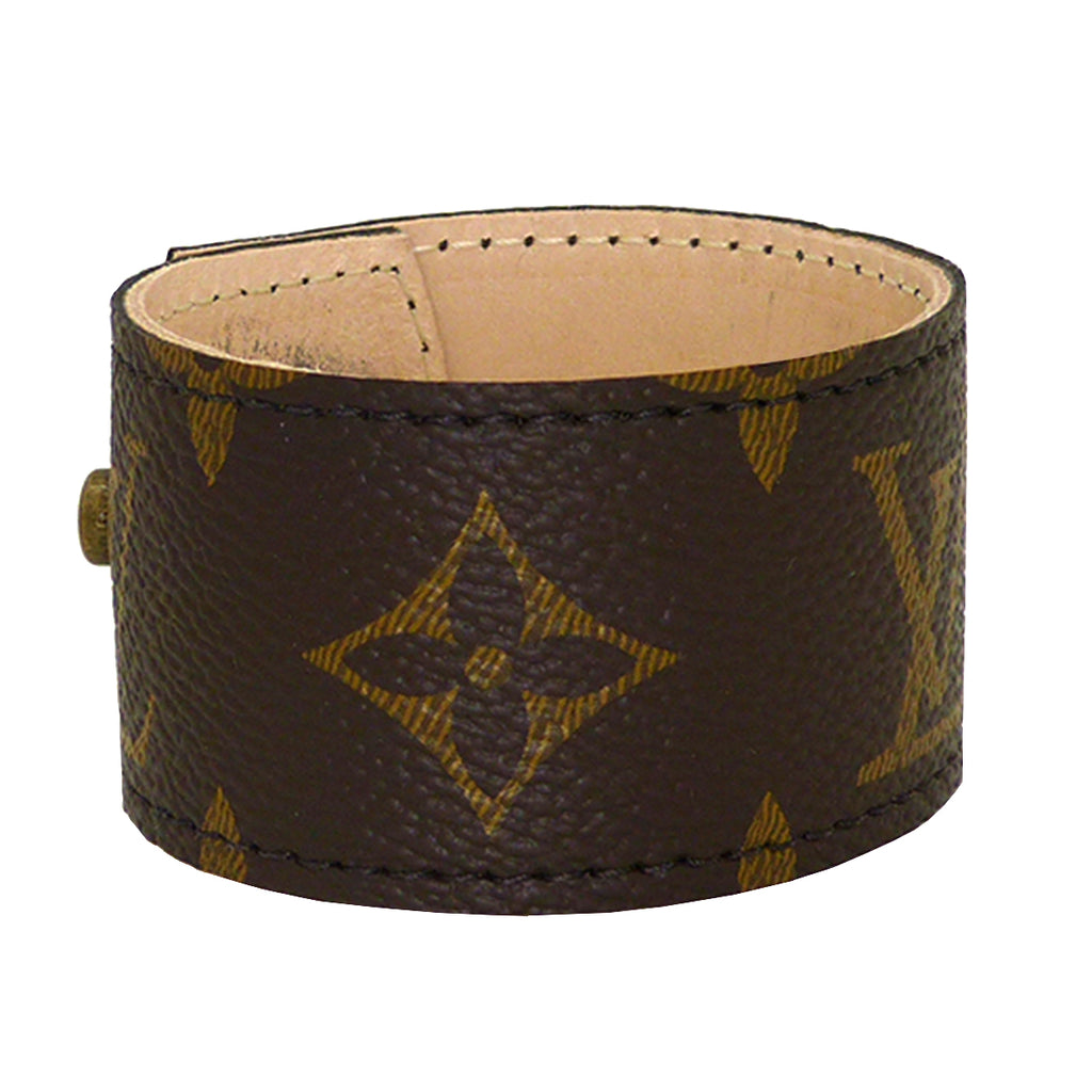 Repurposed Louis Vuitton Monogram LV Leather Cuff Bracelet Suzy T