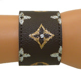 Repurposed Handpainted Monogram LV Leather Cuff Bracelet Suzy T Designs - ILoveThatGift