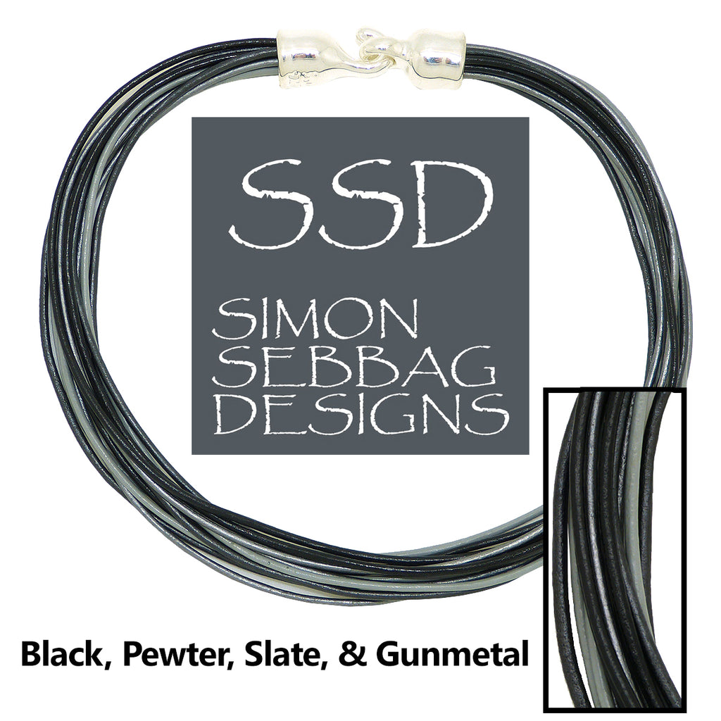 Simon Sebbag Leather Necklace 4 colors Black Pewter Slate Gunmetal 17" Add Sterling Silver Slide - ILoveThatGift