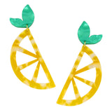 NahMu Lemon Resin Acrylic Dangle Earrings Yellow Green 748 NWT - ILoveThatGift