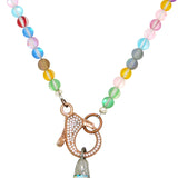 Gigi & Sugar Lynn Rainbow Matte Beads Large Faceted AB Crystal Rose Gold Necklace - ILoveThatGift