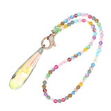 Gigi & Sugar Lynn Rainbow Matte Beads Large Faceted AB Crystal Rose Gold Necklace