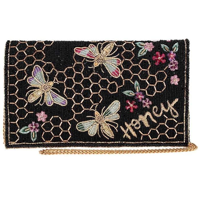 Mary Frances Honey Bee Beaded Crossbody Clutch Handbag - ILoveThatGift