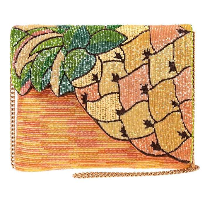 Mary Frances Tropical Pineapple Grove Beaded Crossbody Clutch Handbag - ILoveThatGift