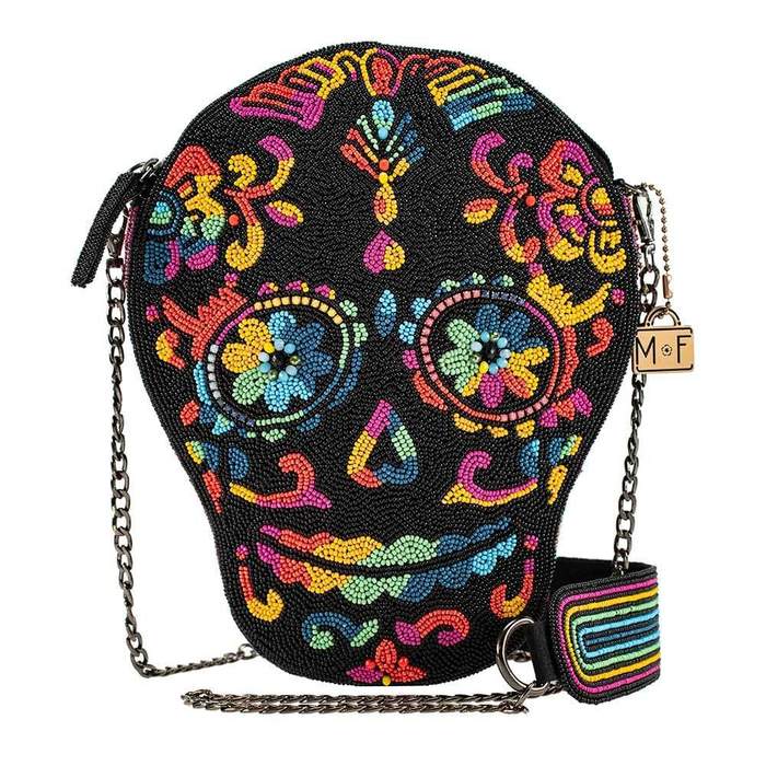Mary Frances Out Of My Mind Beaded Crossbody Rainbow Skull Handbag - ILoveThatGift