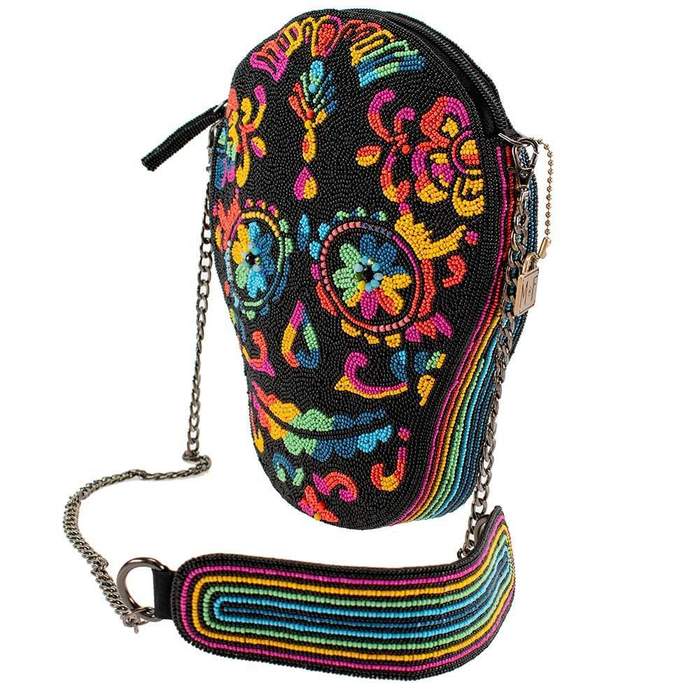Mary Frances Out Of My Mind Beaded Crossbody Rainbow Skull Handbag - ILoveThatGift