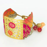 Handmade 18 Kt. Gold-Plated Bead Bracelet Orange Red Butterfly Large by Martha Duran