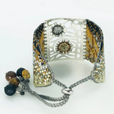 Handmade .925 Silver-Plated Bead Bracelet Gold Butterfly Large by Martha Duran