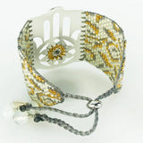 Handmade .925 Silver-Plated Bead Bracelet Gold Hamsa Large by Martha Duran