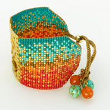 Handmade 18 Kt. Gold-Plated Bead Bracelet Coral & Turquoise Miro Large by Martha Duran
