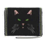 Mary Frances Meow Beaded & Embroidered Black Cat Mini Cross Body Handbag Phone - ILoveThatGift