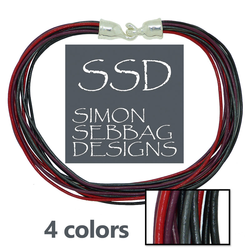 Simon Sebbag Leather Necklace 4 colors Midnight Red Black Metal Wine 17" Add Sterling Silver Slide - ILoveThatGift