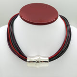 Simon Sebbag Leather Necklace 4 colors Midnight Red Black Metal Wine 17" Add Sterling Silver Slide - ILoveThatGift