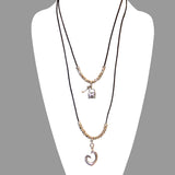 Lilly's Allure Black Leather Silver Double Heart Necklace N23 Wear w Uno de 50