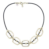 Lilly's Allure Black Leather Cord Silver Squares Beads Necklace N25 Wear with Uno de 50 - ILoveThatGift