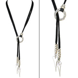 Lilly's Allure Deerskin Black Leather Heart Choker Lariat Silver Beads Necklace N39 Wear with Uno de 50 - ILoveThatGift
