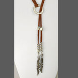 Lilly's Allure Deerskin Natural Leather Feather Choker Lariat Silver Beads Necklace N40 Wear with Uno de 50 - ILoveThatGift