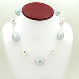 Simon Sebbag Silver Gray Pearlized Baroque Necklace Sterling Silver 925 Ball Beads N334BGSP - ILoveThatGift