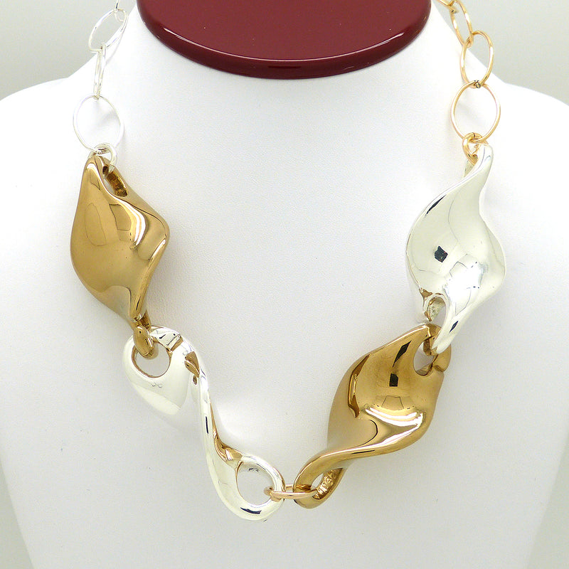 Simon Sebbag Sterling Silver Gold Abstract Twist Chain Necklace N475VS60 - ILoveThatGift