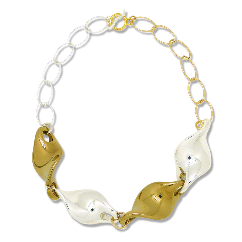 Simon Sebbag Sterling Silver Gold Abstract Twist Chain Necklace N475VS60 - ILoveThatGift