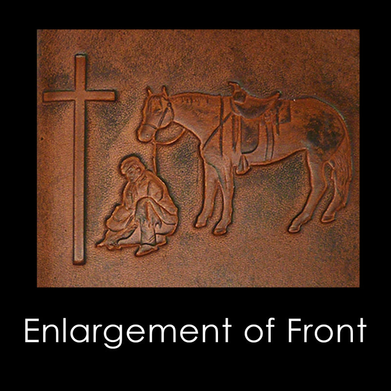 Nocona Western Mens Wallet Checkbook Cover Rodeo Praying Cowboy Leather Brown Laced - ILoveThatGift