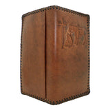 Nocona Western Mens Wallet Checkbook Cover Rodeo Praying Cowboy Leather Brown Laced - ILoveThatGift