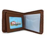 Nocona Mens Western Wallet Bi-fold Tooled and Laced Brown Leather N5421008 - ILoveThatGift
