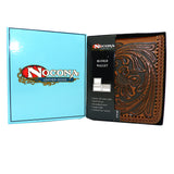 Nocona Mens Western Wallet Bi-fold Tooled and Laced Brown Leather N5421008 - ILoveThatGift