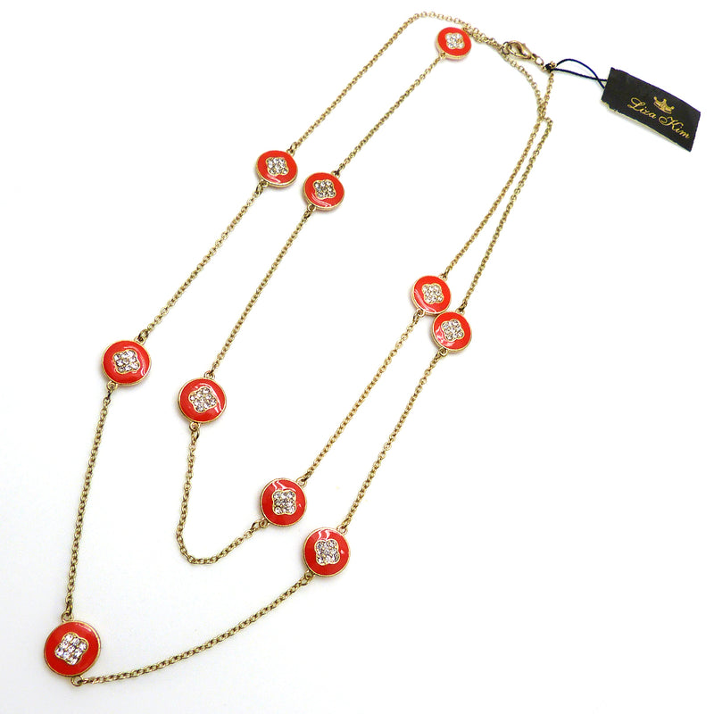 Round Pave Clover & Gold on Orange Enamel  by Liza Kim - ILoveThatGift