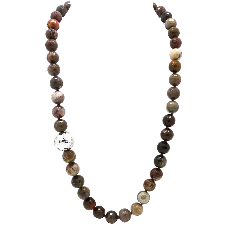Simon Sebbag Sterling Silver Petrified Wood Beads Toggle Clasp Necklace NB100FPW24 - ILoveThatGift