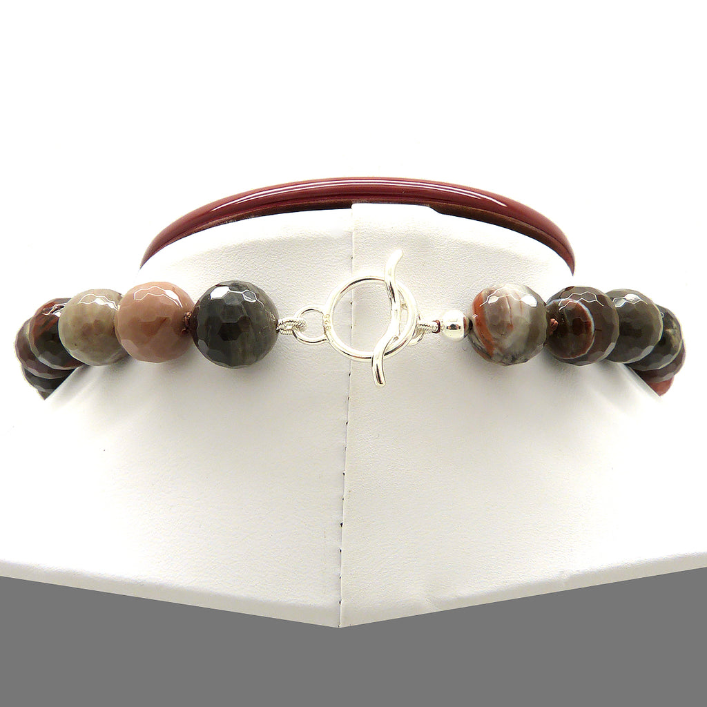 Simon Sebbag Sterling Silver Petrified Wood Beads Toggle Clasp Necklace NB100FPW24 - ILoveThatGift