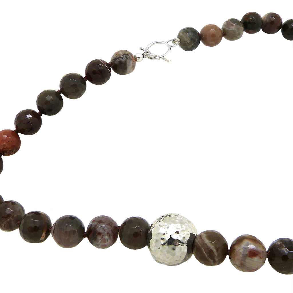 Simon Sebbag Sterling Silver Petrified Wood Beads Toggle Clasp Necklace NB100FPW24 - ILoveThatGift