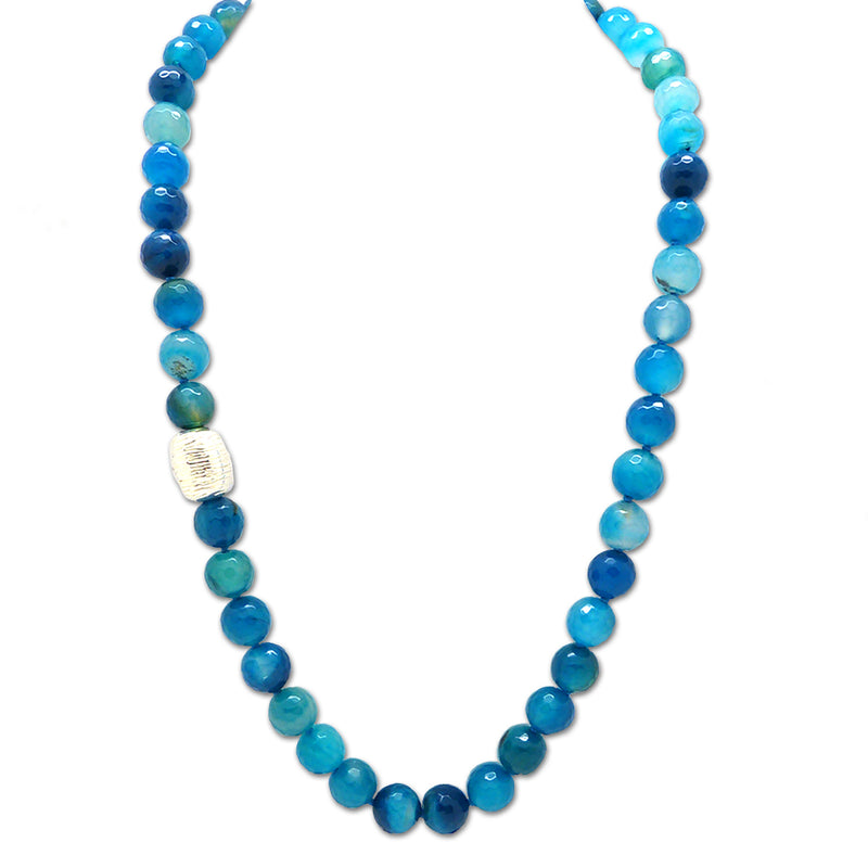 Simon Sebbag Sterling Silver Bright Blue Fire Agate Beads Toggle Clasp Necklace NB114NBFA24 - ILoveThatGift