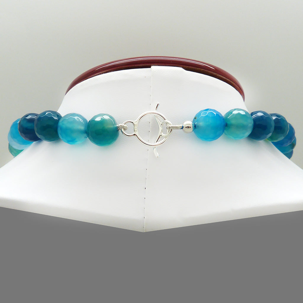 Simon Sebbag Sterling Silver Bright Blue Fire Agate Beads Toggle Clasp Necklace NB114NBFA24 - ILoveThatGift