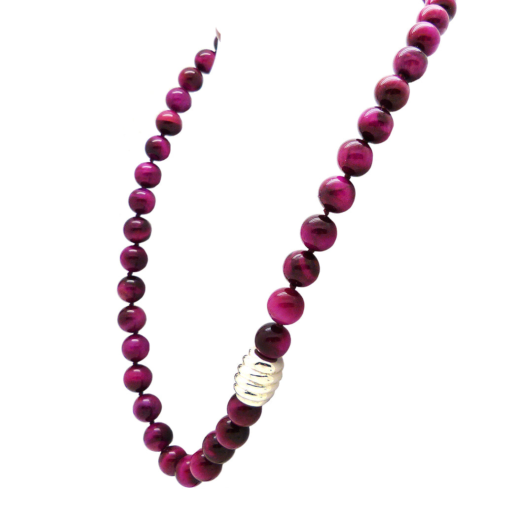 Simon Sebbag Sterling Silver Pink Tigers Eye Cyclone Beads Toggle Necklace 24 inch NB133PTE - ILoveThatGift