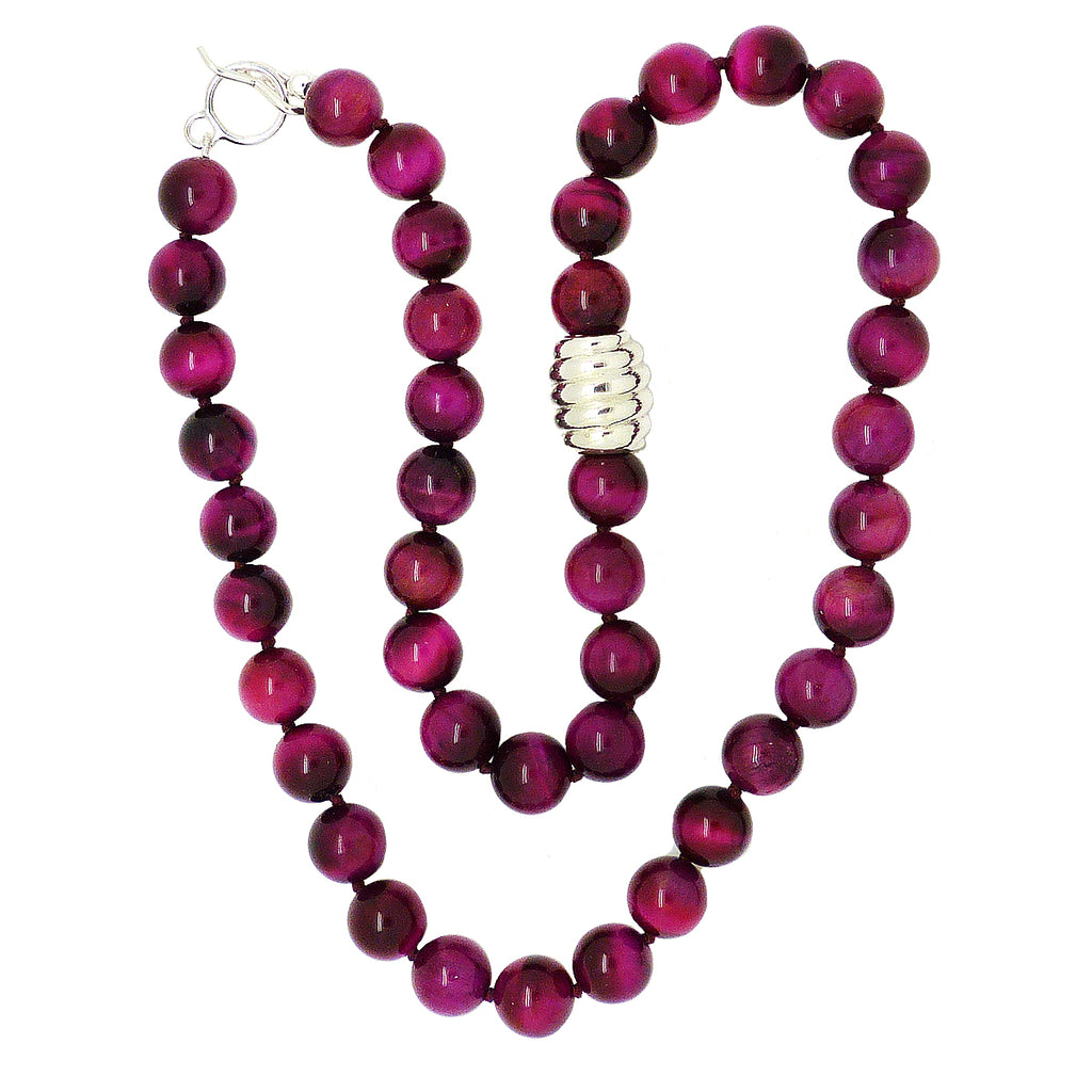 Simon Sebbag Sterling Silver Pink Tigers Eye Cyclone Beads Toggle Necklace 24 inch NB133PTE - ILoveThatGift