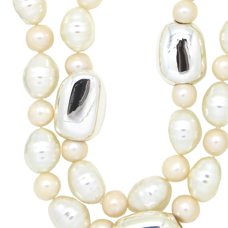 Simon Sebbag 2 Strand Shell & Freshwater Pearl Sterling Silver Necklace NB224SSPP2 - ILoveThatGift