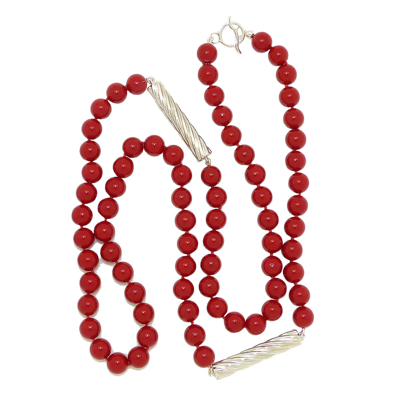 Simon Sebbag Red Coated Shell Sterling Silver Tube Necklace NB345RCS36 - ILoveThatGift