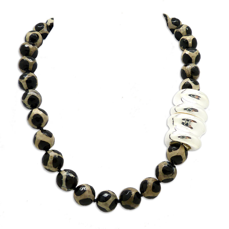 Simon Sebbag Sterling Silver Tortoise Agate Beads Magnetic Clasp Necklace 19 inches NB622TA - ILoveThatGift