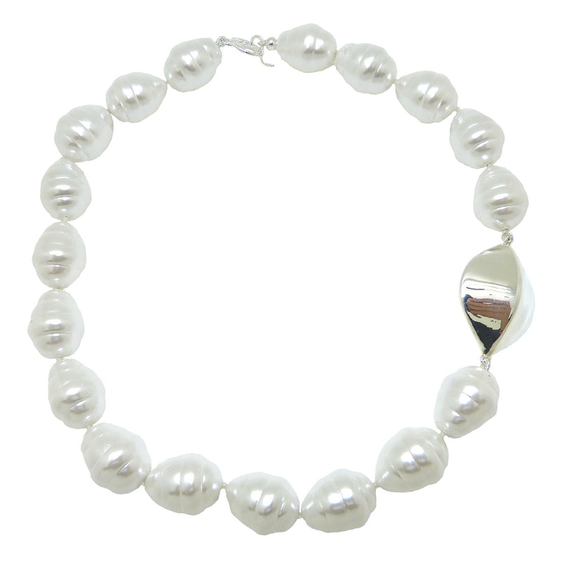 Simon Sebbag White Pearlized Baroque Necklace Sterling Silver 925 Station NB640BSP - ILoveThatGift