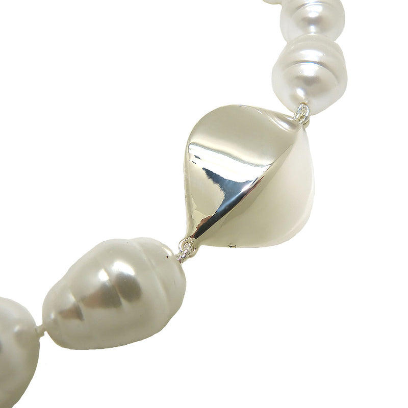 Simon Sebbag White Pearlized Baroque Necklace Sterling Silver 925 Station NB640BSP - ILoveThatGift