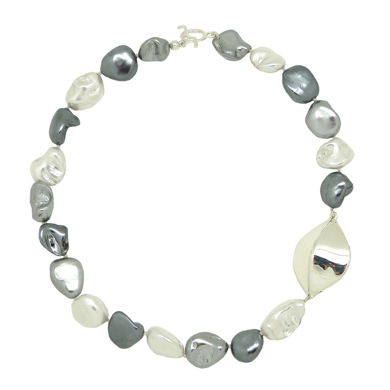 Simon Sebbag White Gray Shell Pearl Nugget Sterling Silver Necklace NB640WGSN - ILoveThatGift