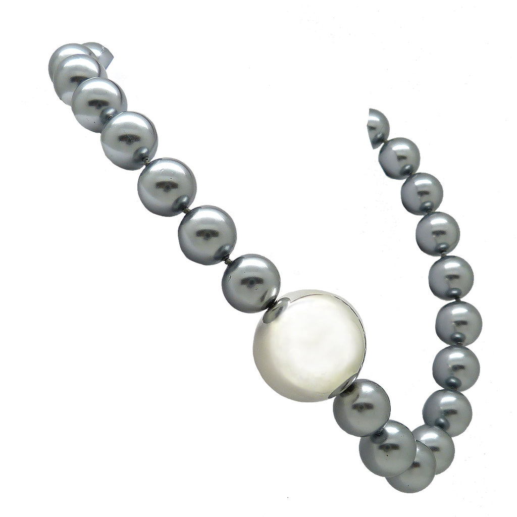 Simon Sebbag Sterling Silver Ball with Gray Shell Bead Necklace 18.5 inches NB760GRYS - ILoveThatGift