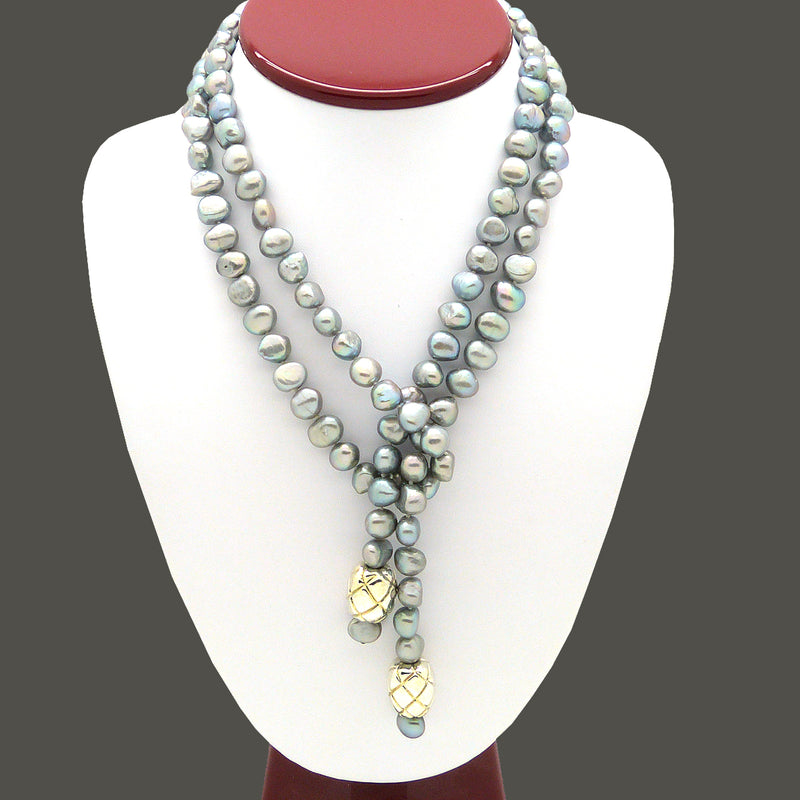 Simon Sebbag Sterling Silver Beads Gray Pearl  Necklace Lariat SS NB771GP - ILoveThatGift
